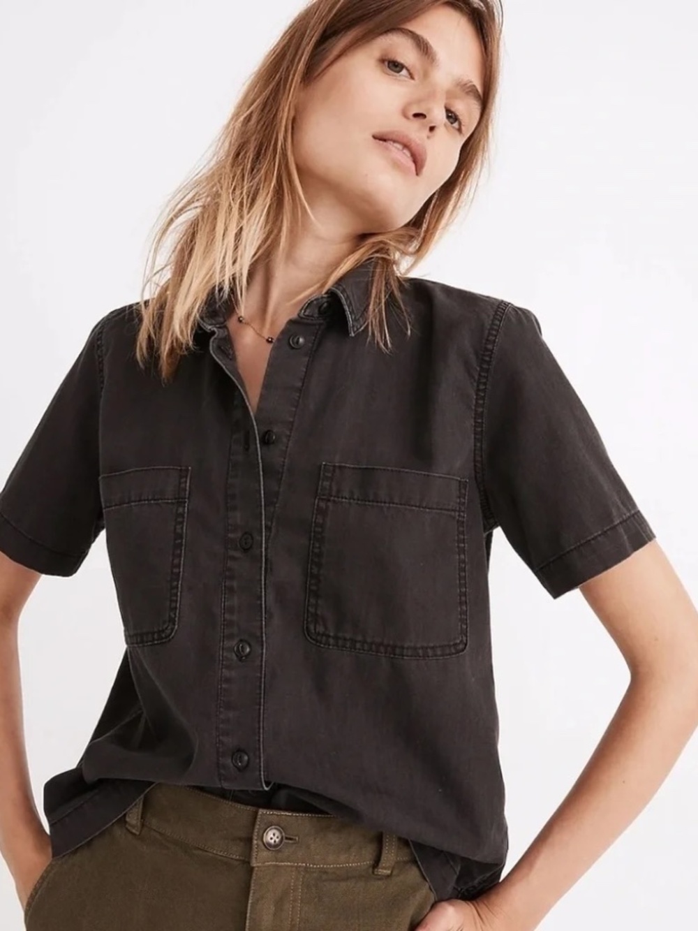 Madewell Oversized Ex-Boyfriend Denim Shirt in Sz S